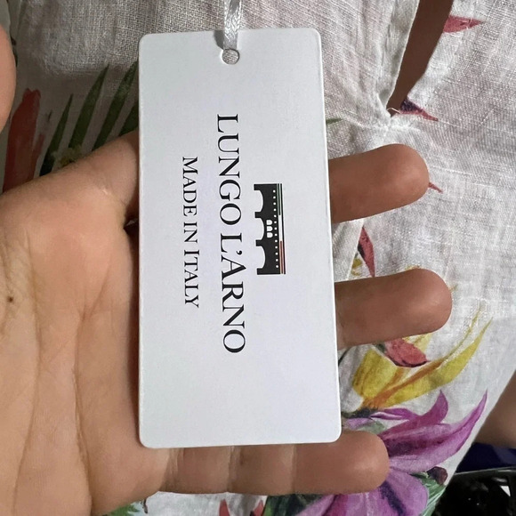 LUNGO L’ARNO Women’s 100% Linen Floral Dress NEW - Picture 10 of 16